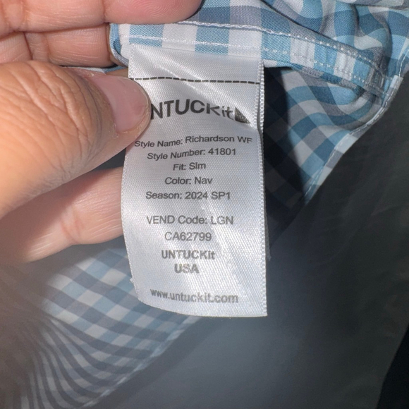 Untuckit Button down Gingham shirt wrinkle free slim fit Cotton 2XL - Picture 6 of 10